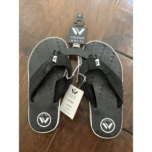 NWT Shaun White Kids Wilshire Black Flip Flops /Sandals Size 13/1